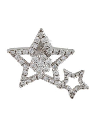 Earrings 18K Diamond Double Star Single Earring