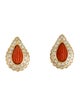 Earrings 18K 1.50ctw Diamond & Coral Earclip Earrings