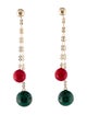 Earrings 14K Dyed Coral & Malachite Drop Earrings