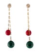 Earrings 14K Dyed Coral & Malachite Drop Earrings
