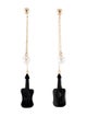 Earrings 14K Pearl & Onyx Guitar Drop Earrings