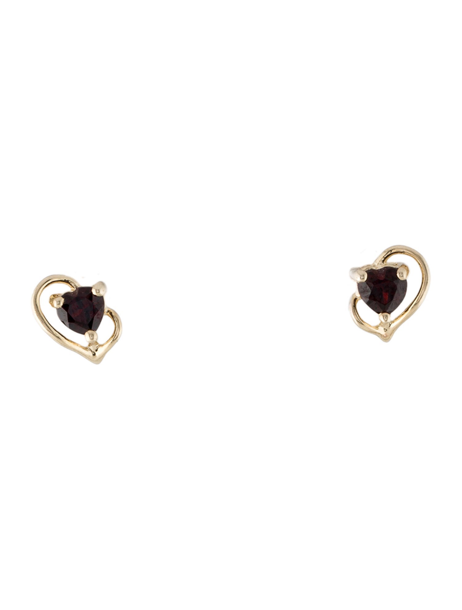 Earrings 14K Garnet Heart Stud