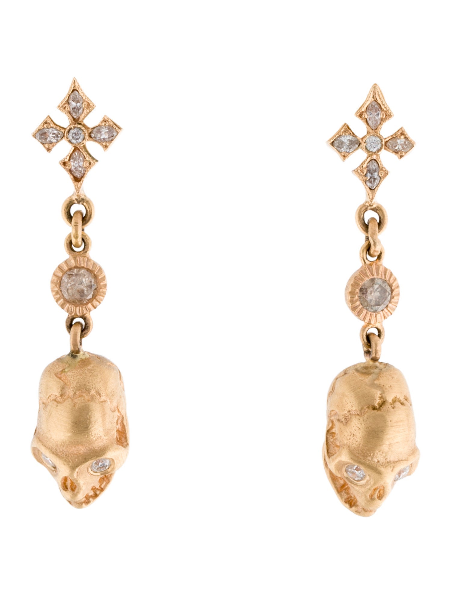 Earrings 18K Diamond Skull Drop