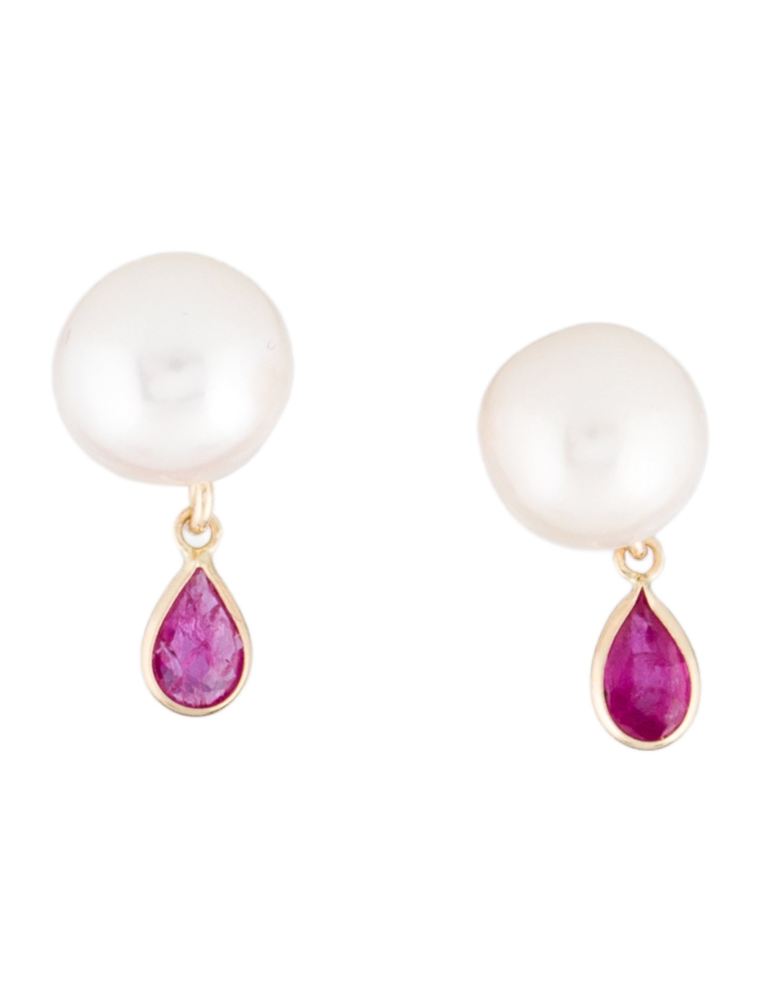 Earrings 14K Pearl & Ruby Stud