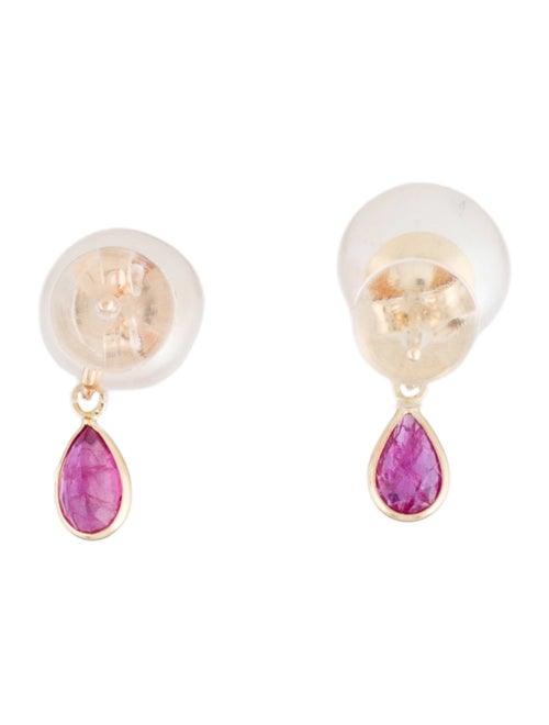 Earrings 14K Pearl & Ruby Stud Earrings
