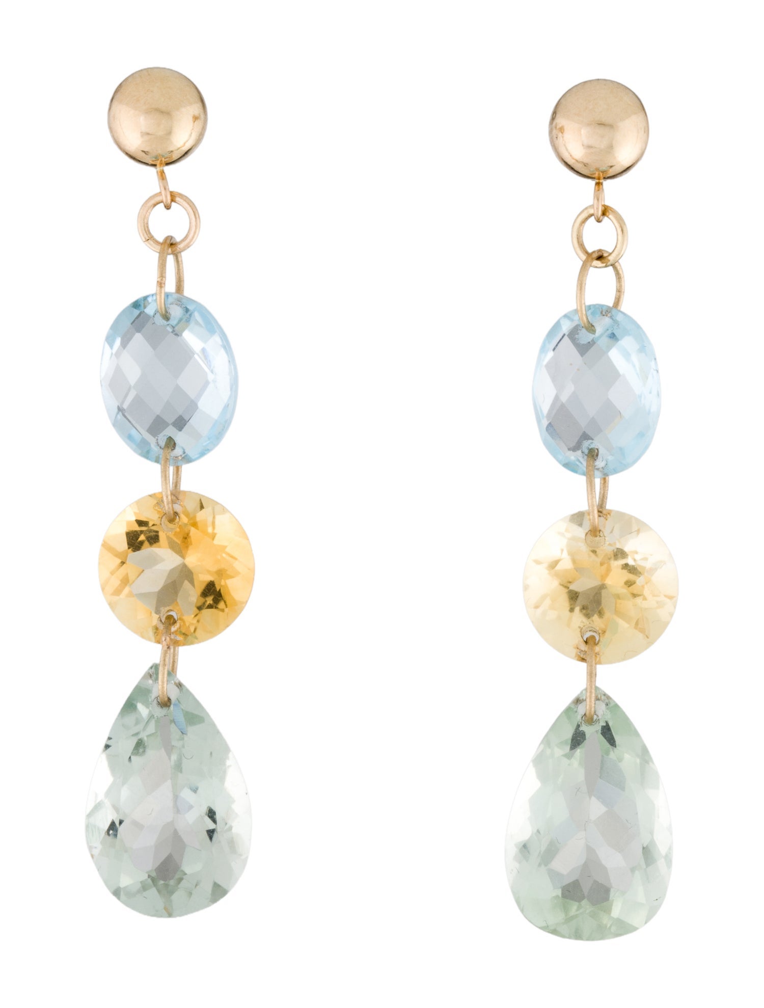 Earrings 14K Topaz, Citrine & Prasiolite Drop Earring