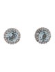 Earrings 14K Aquamarine & Diamond Halo Stud Earrings