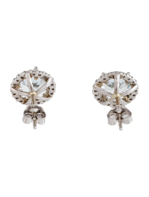 Earrings 14K Aquamarine & Diamond Halo Stud Earrings