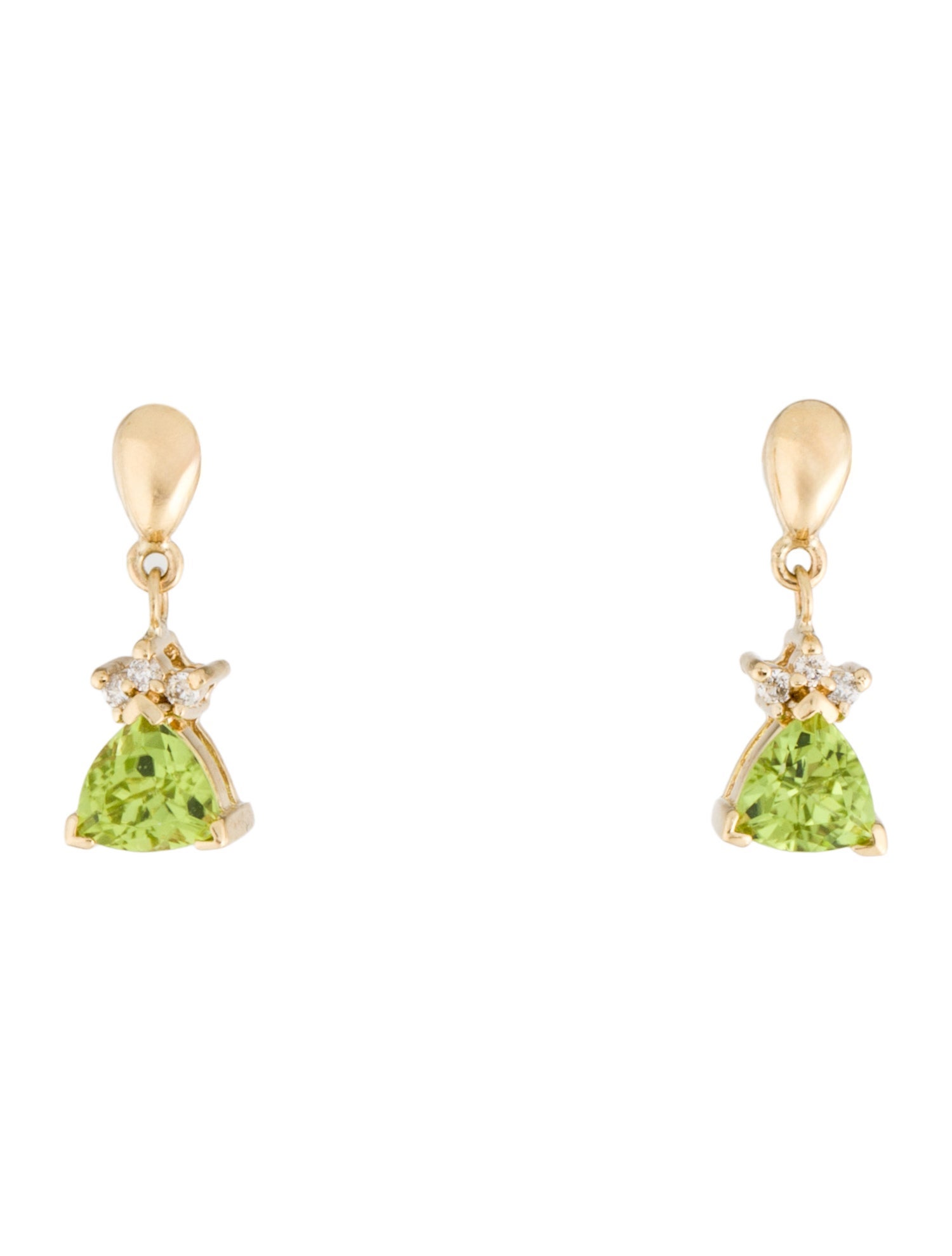 Earrings 14K 1.68ctw Peridot & Diamond Drop
