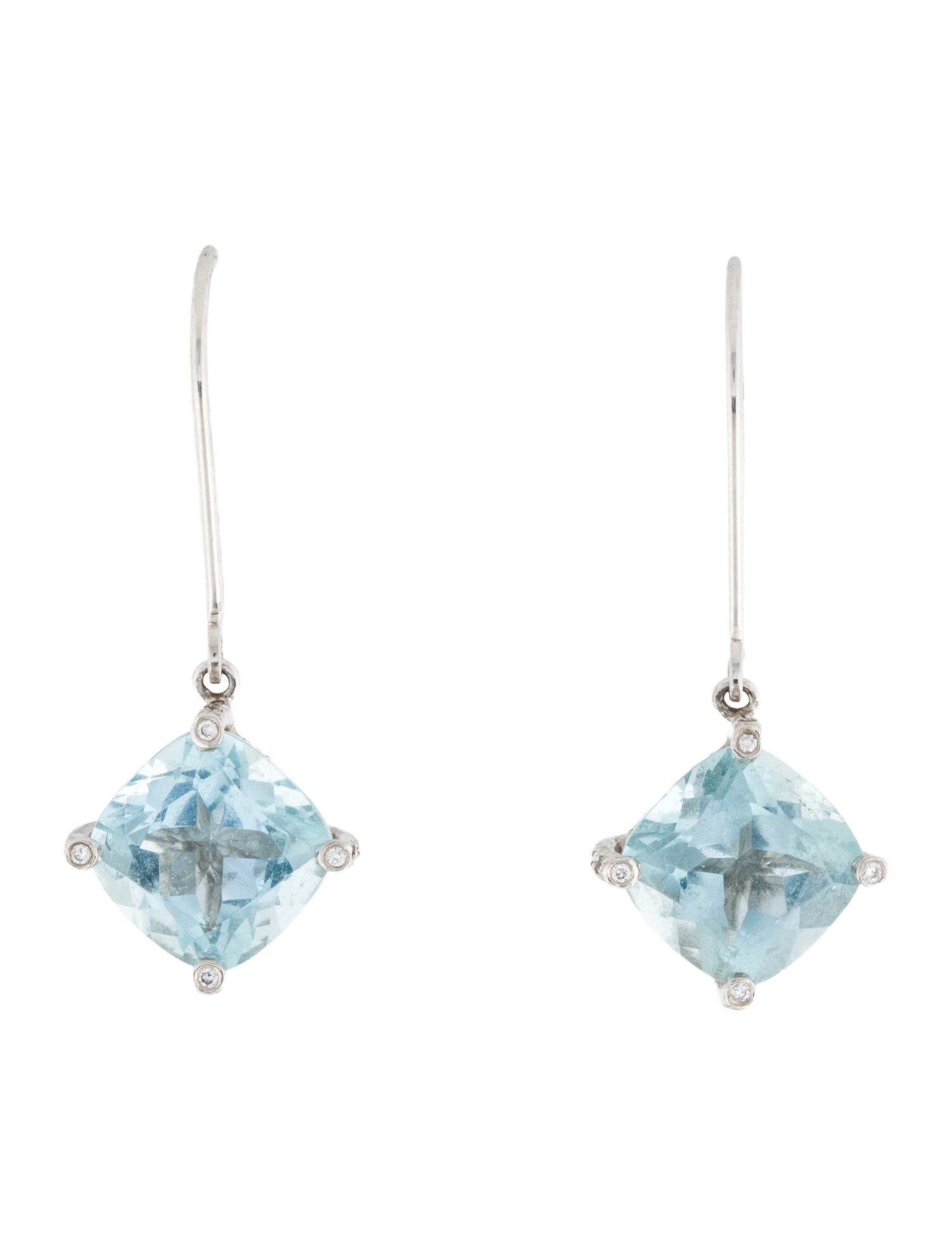 Earrings Platinum 4.91ct Aquamarine & Diamond Drop