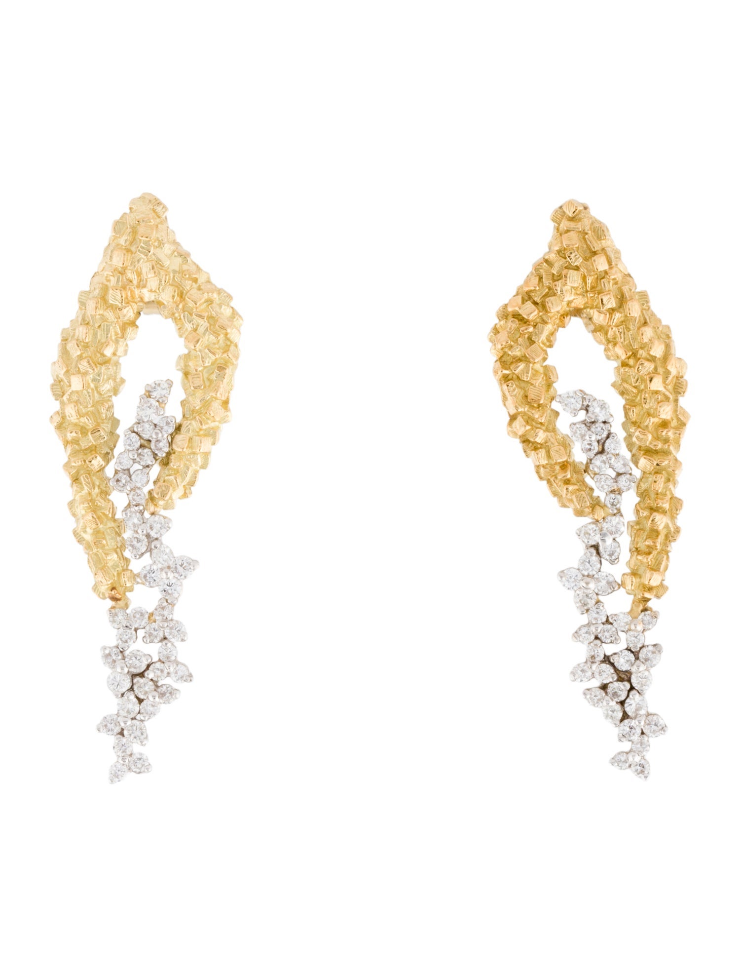 Earrings 18K Two-Tone 1.30ctw Diamond Drop