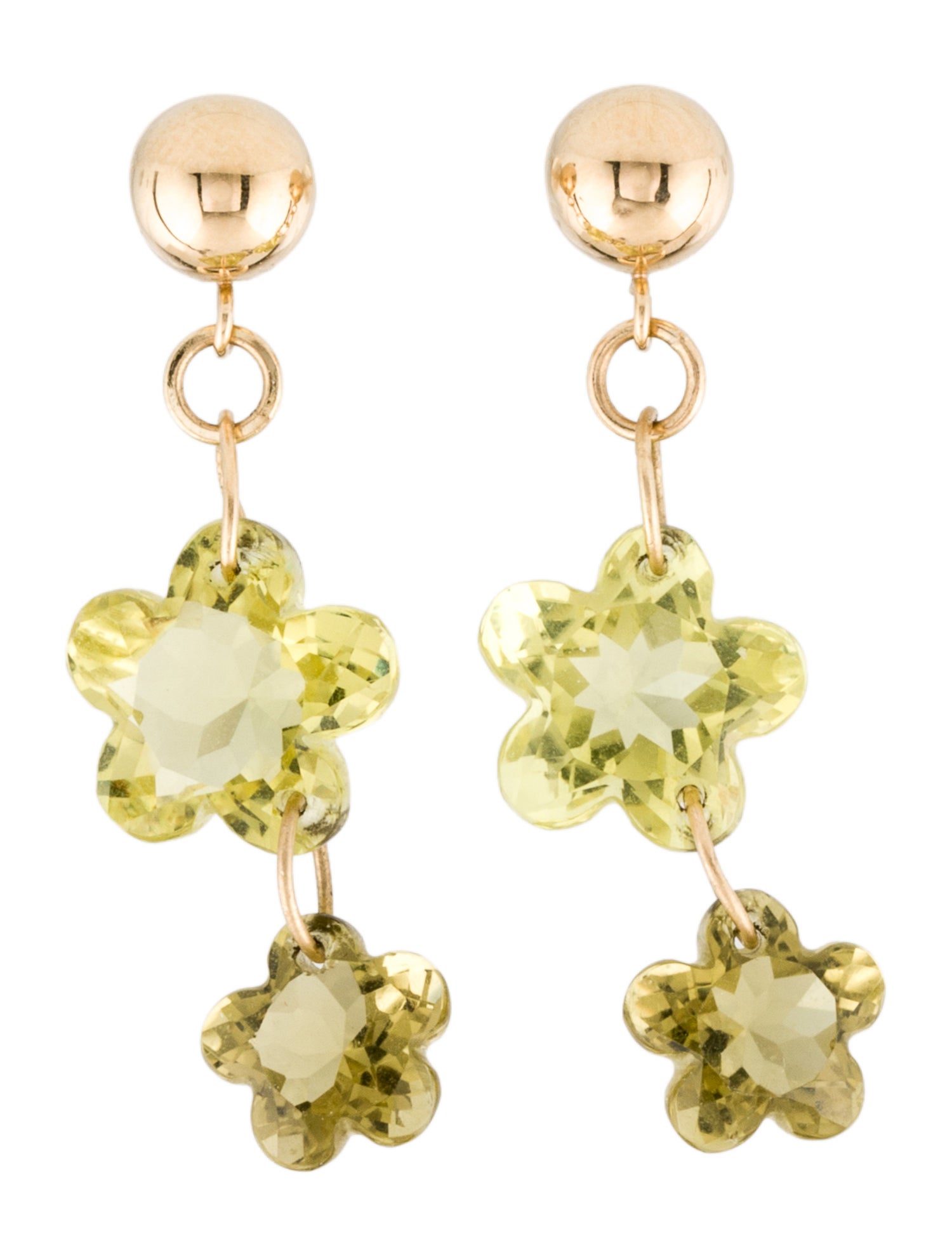 Earrings 14K Quartz Flower Drop Earrings