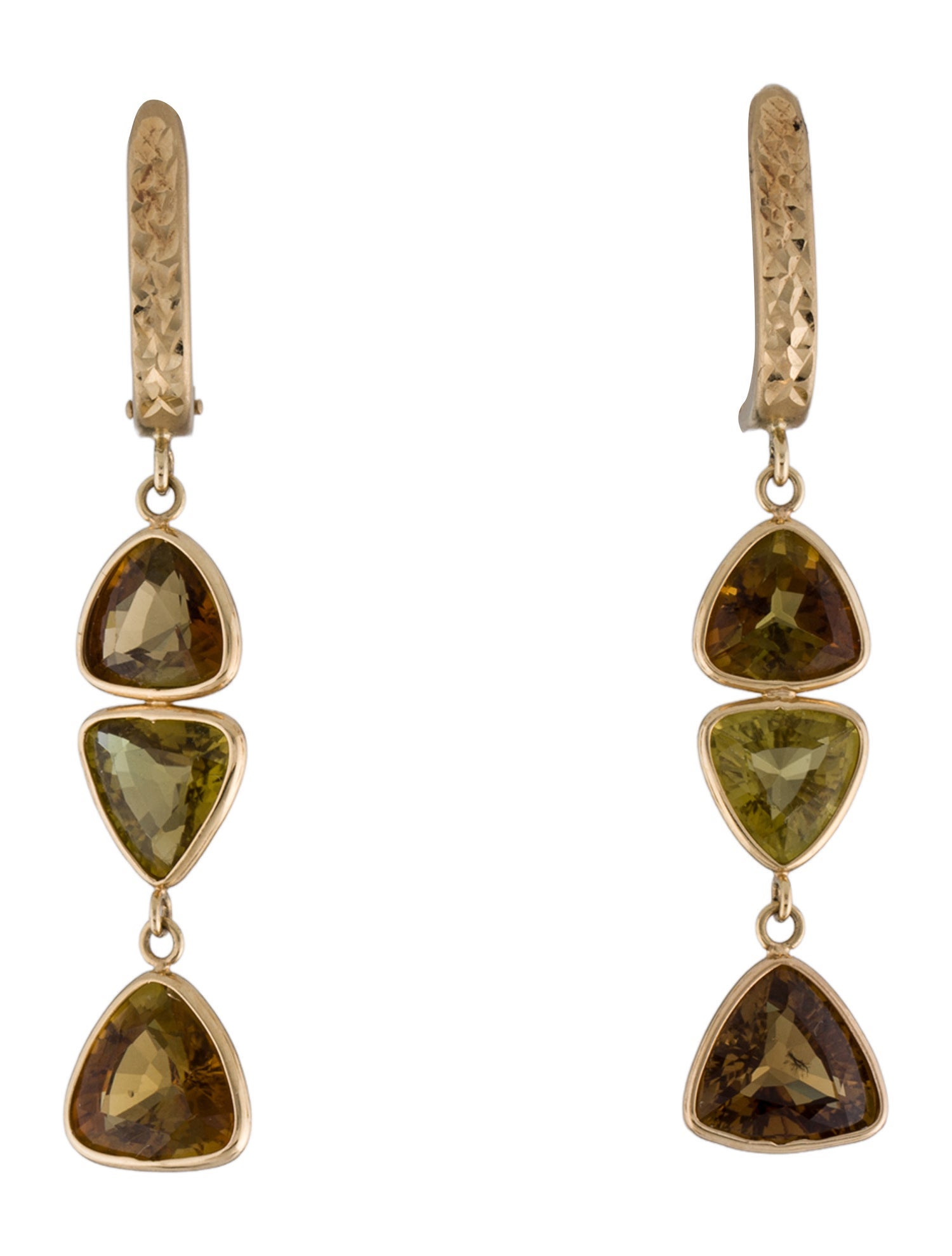 Earrings 14K Tourmaline & Chrysoberyl Drop