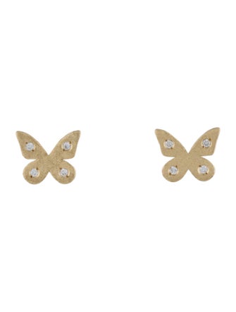 Earrings 14K Diamond Butterfly Stud Earrings