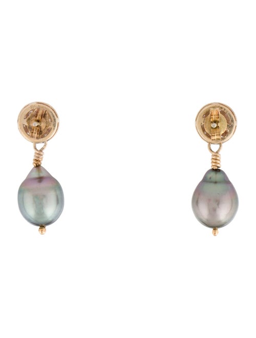 Earrings 14K Pearl, Diamond & Ruby Drop Earrings