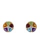Earrings 14K Multistone & Diamond Floral Stud Earrings