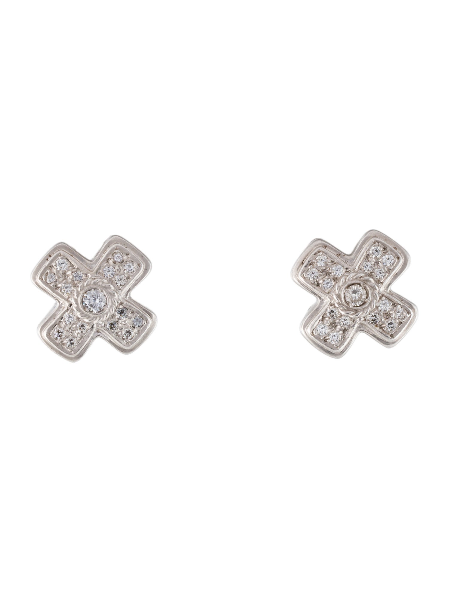 Earrings 18K Diamond "X" Clip-on