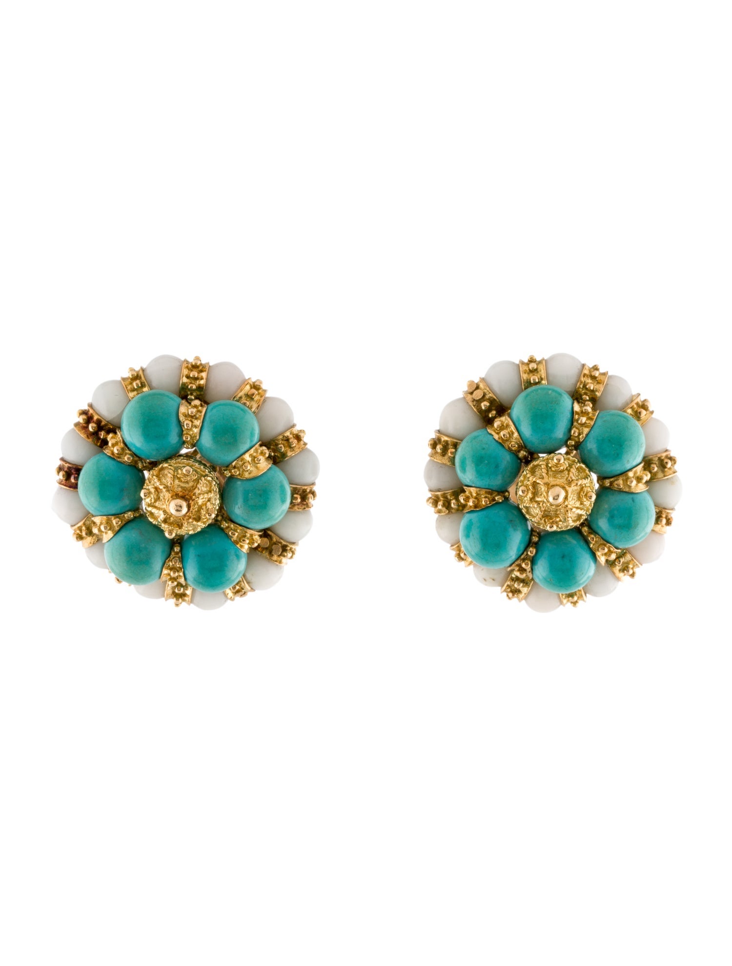Earrings 18K Shell & Turquoise Clip-On Earrings