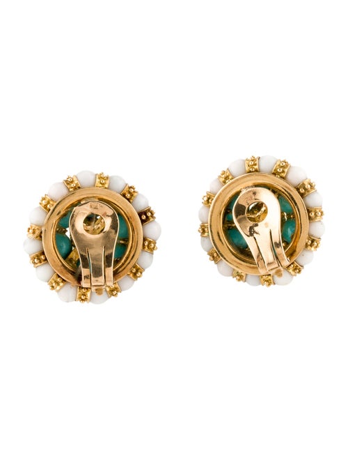 Earrings 18K Shell & Turquoise Clip-On Earrings