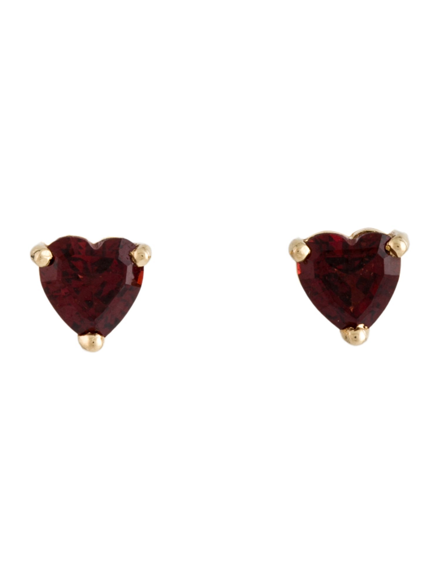 Earrings 14K Garnet Heart Stud