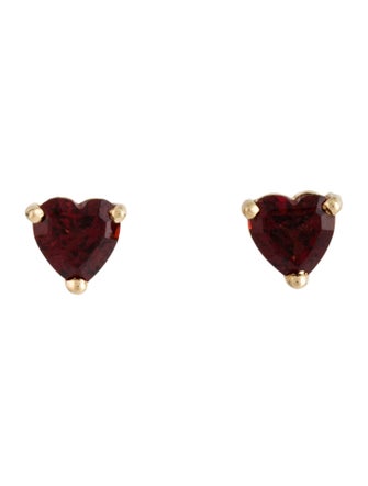 Earrings 14K Garnet Heart Stud Earrings