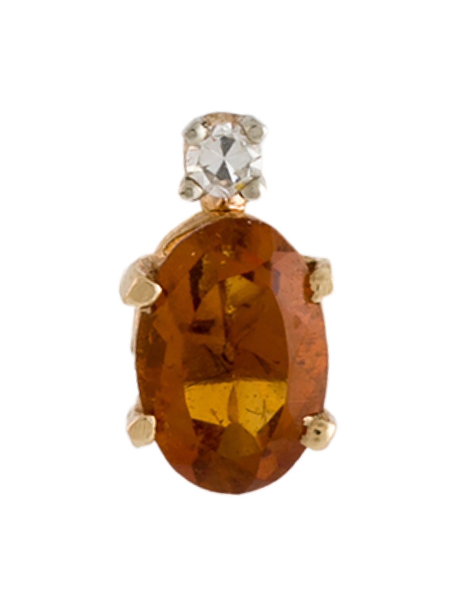 Earrings 14K Citrine & Diamond Single Stud Earring