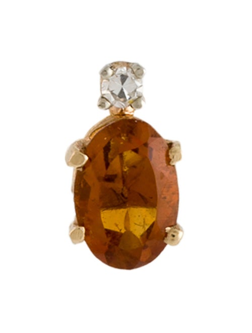 Earrings 14K Citrine & Diamond Single Stud Earring