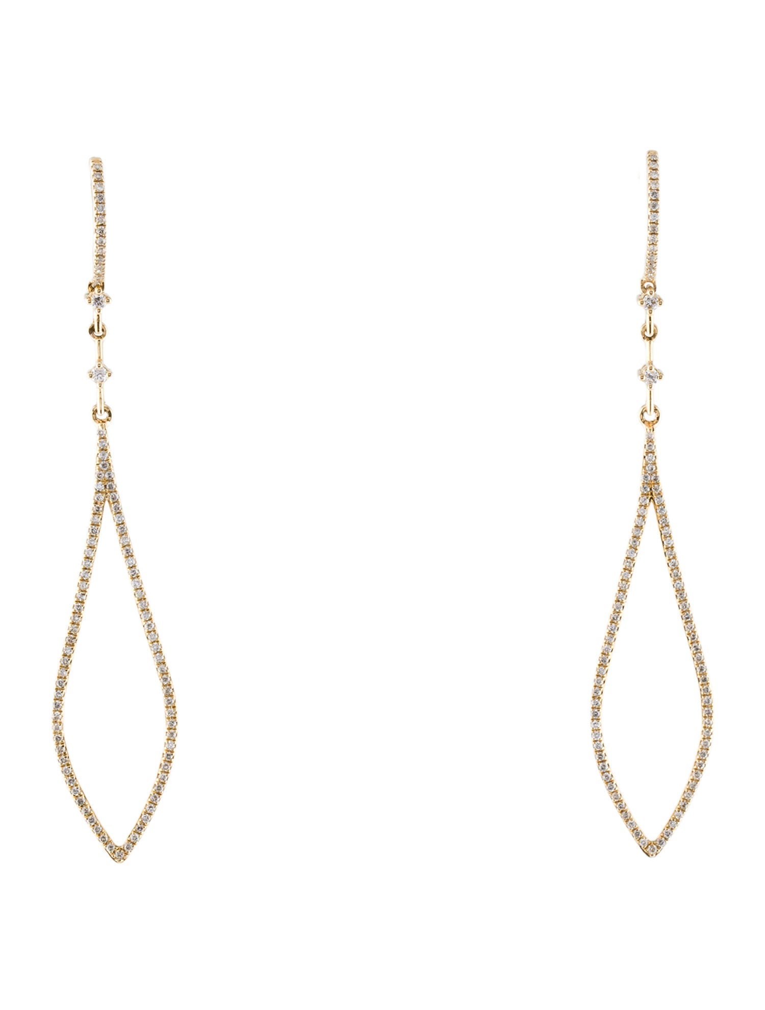 Earrings 14K Diamond Drop Hoop Earrings