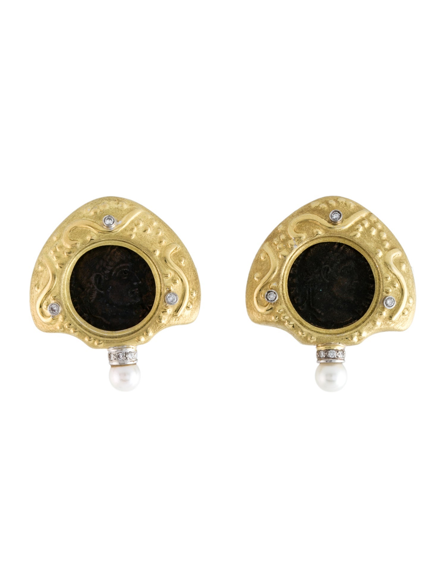 Earrings 18K Pearl & Coin Earclip