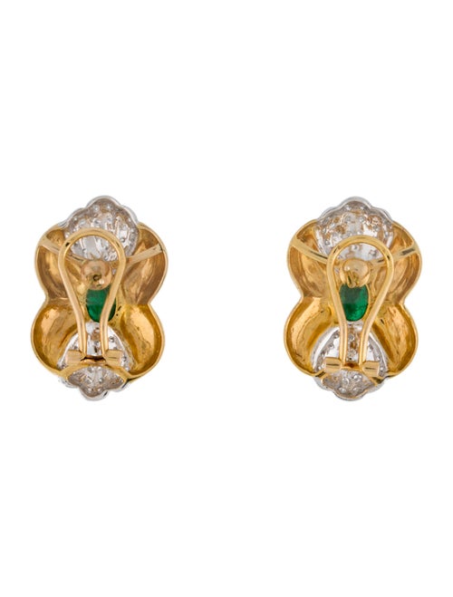 Earrings 14K 1.98ctw Emerald & Diamond Shield Clip-On Earrings
