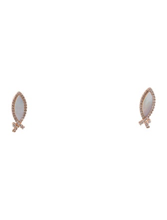 Earrings 14K Mother of Pearl & Diamond Drop Earrings