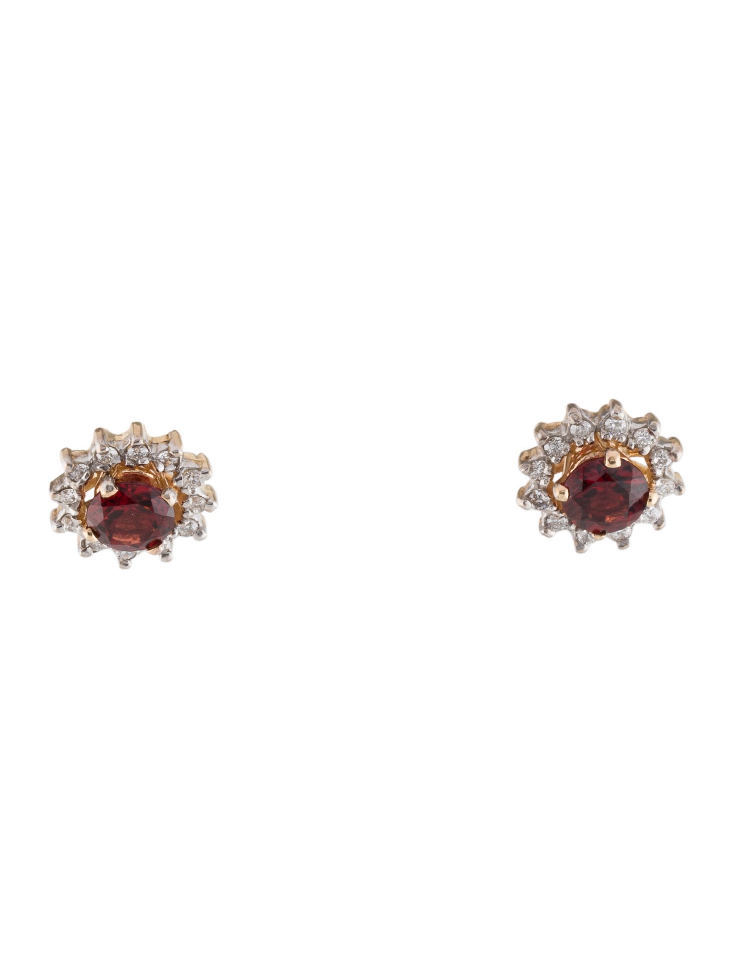 Earrings 14K Garnet & Diamond Stud