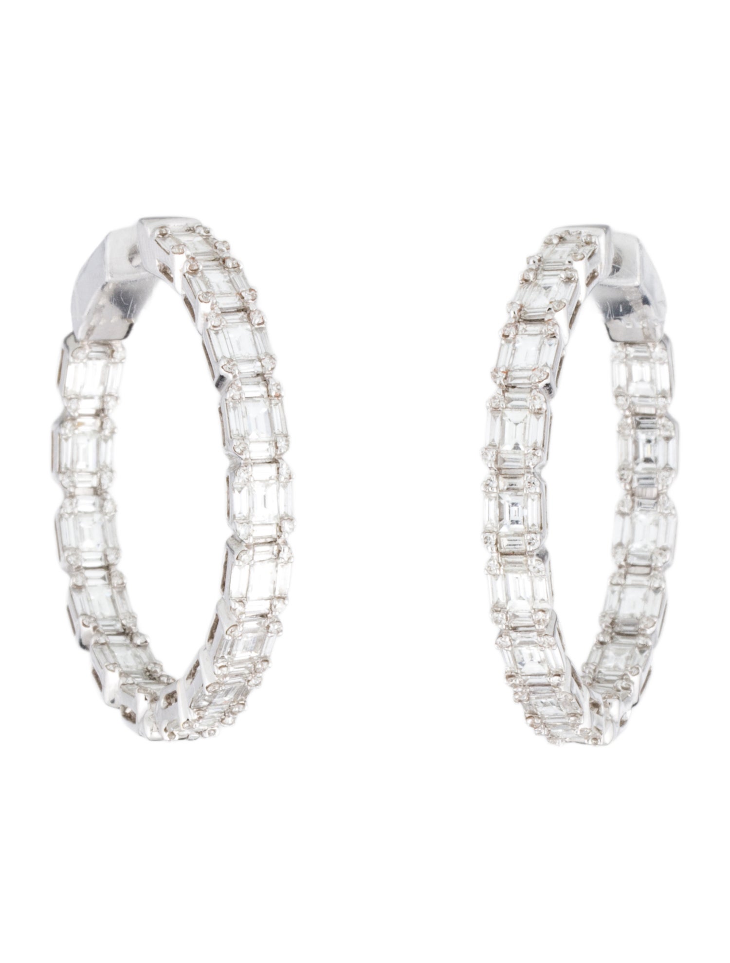 Earrings 18K 3.30ctw Diamond Hoop