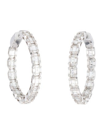 Earrings 18K 3.30ctw Diamond Hoop Earrings