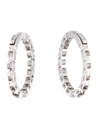 Earrings 18K 3.30ctw Diamond Hoop Earrings