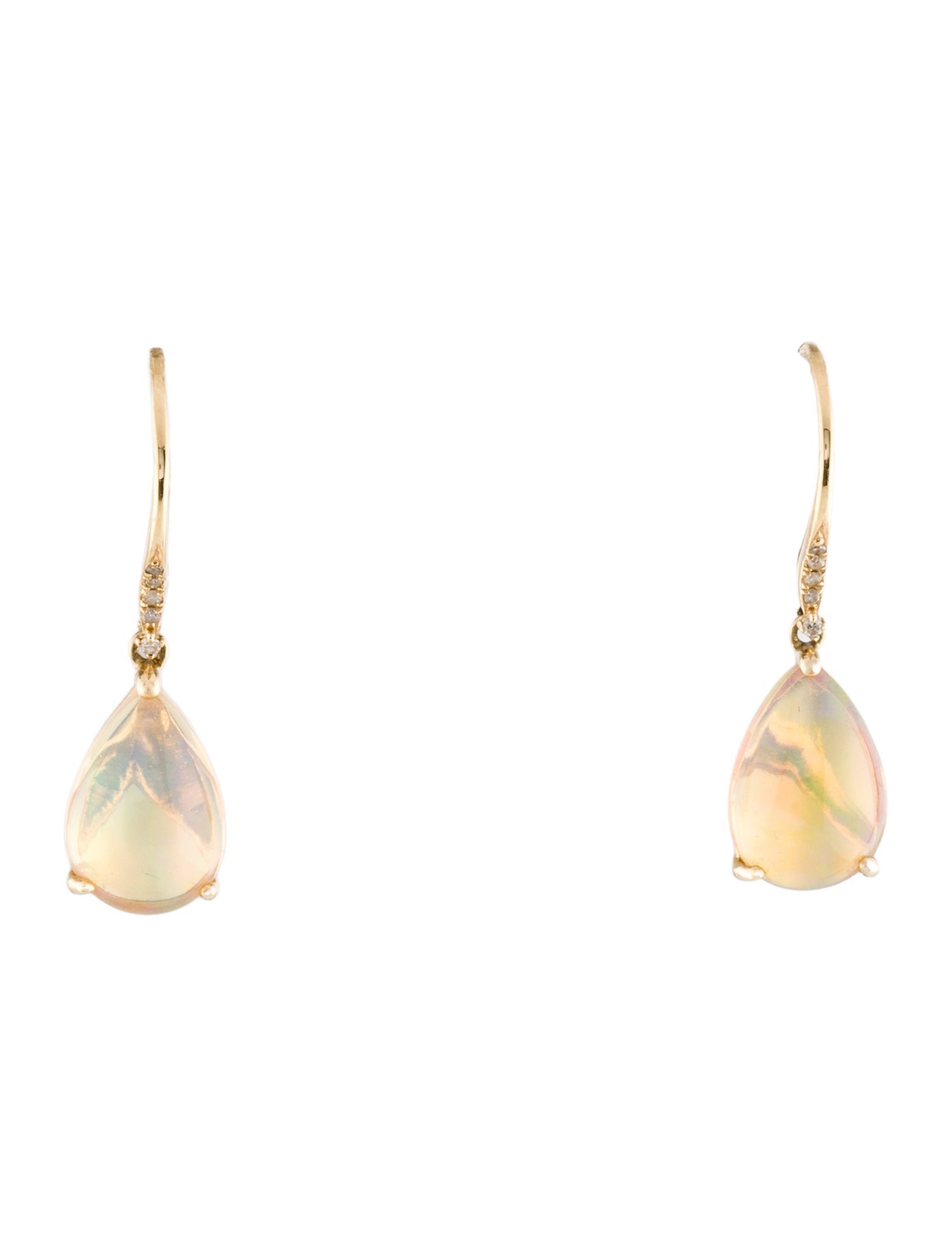 Earrings 14K Opal & Diamond Drop Earring