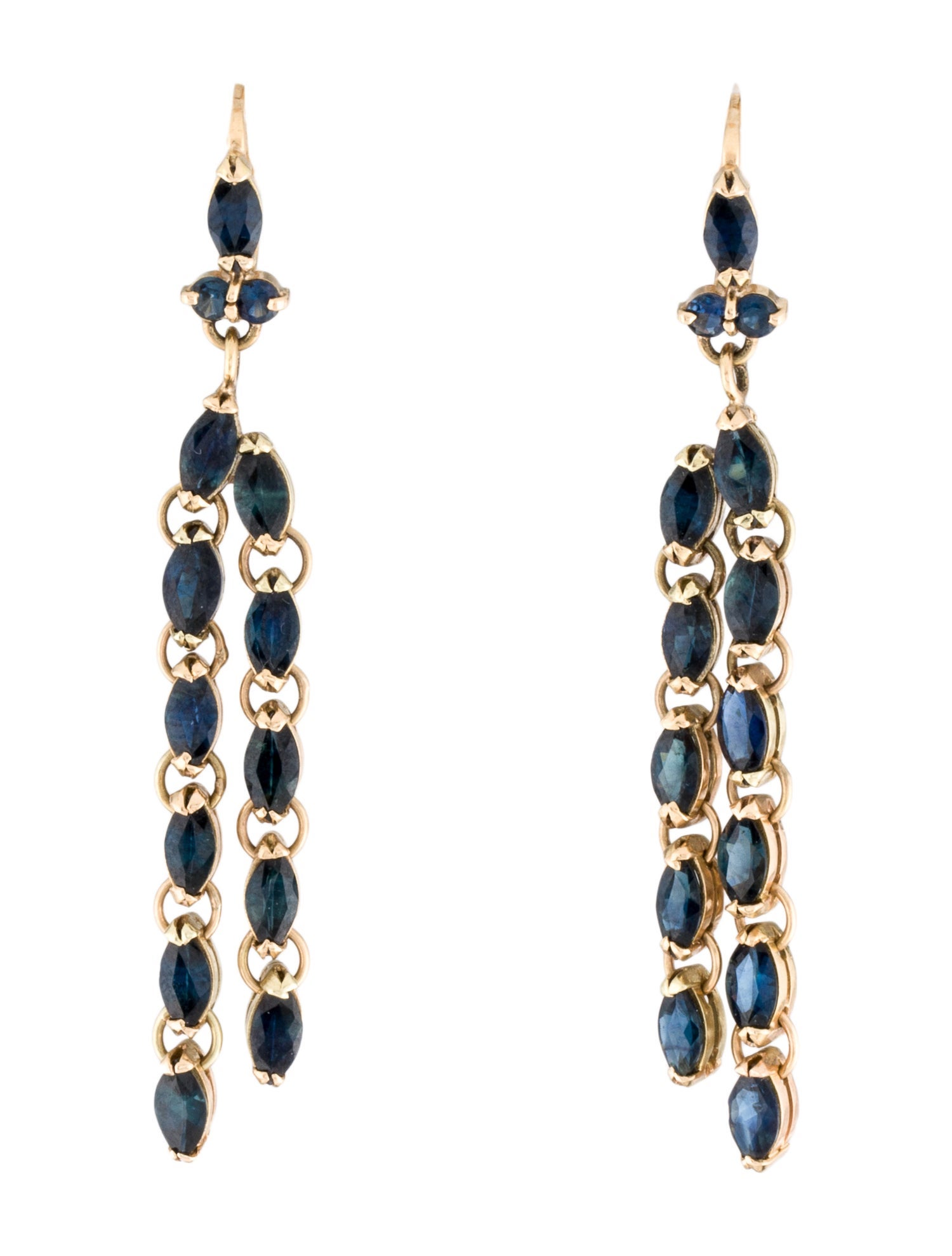 Earrings 14K 5.18ctw Sapphire Double Linear Drop