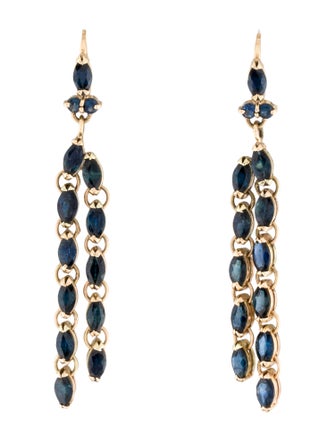 Earrings 14K 5.18ctw Sapphire Double Linear Drop Earrings