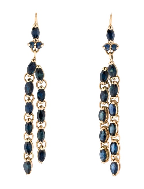 Earrings 14K 5.18ctw Sapphire Double Linear Drop Earrings