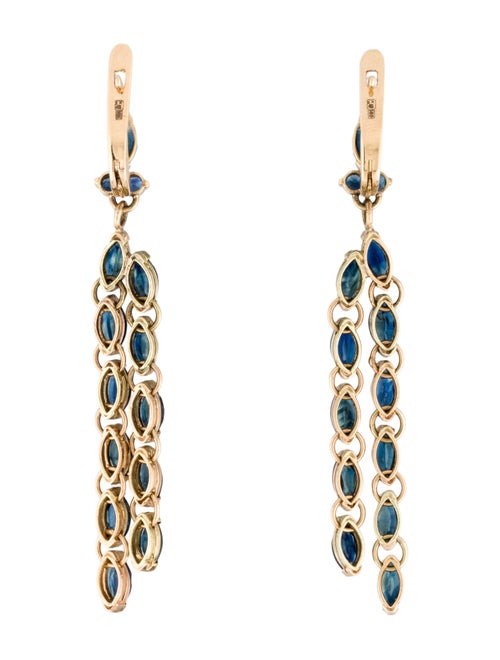Earrings 14K 5.18ctw Sapphire Double Linear Drop Earrings