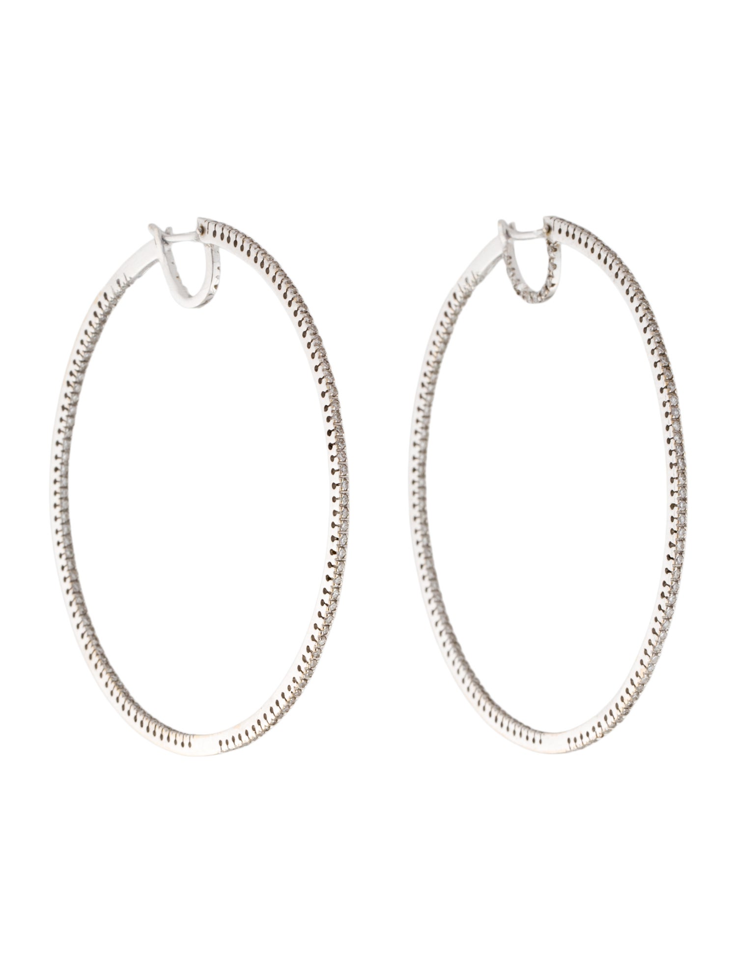 Earrings 18K 1.20ctw Diamond Large Hoop