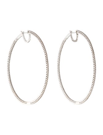 Earrings 18K 1.20ctw Diamond Large Hoop Earrings