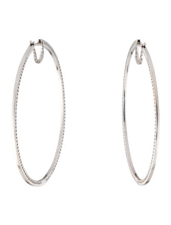 Earrings 18K 1.20ctw Diamond Large Hoop Earrings