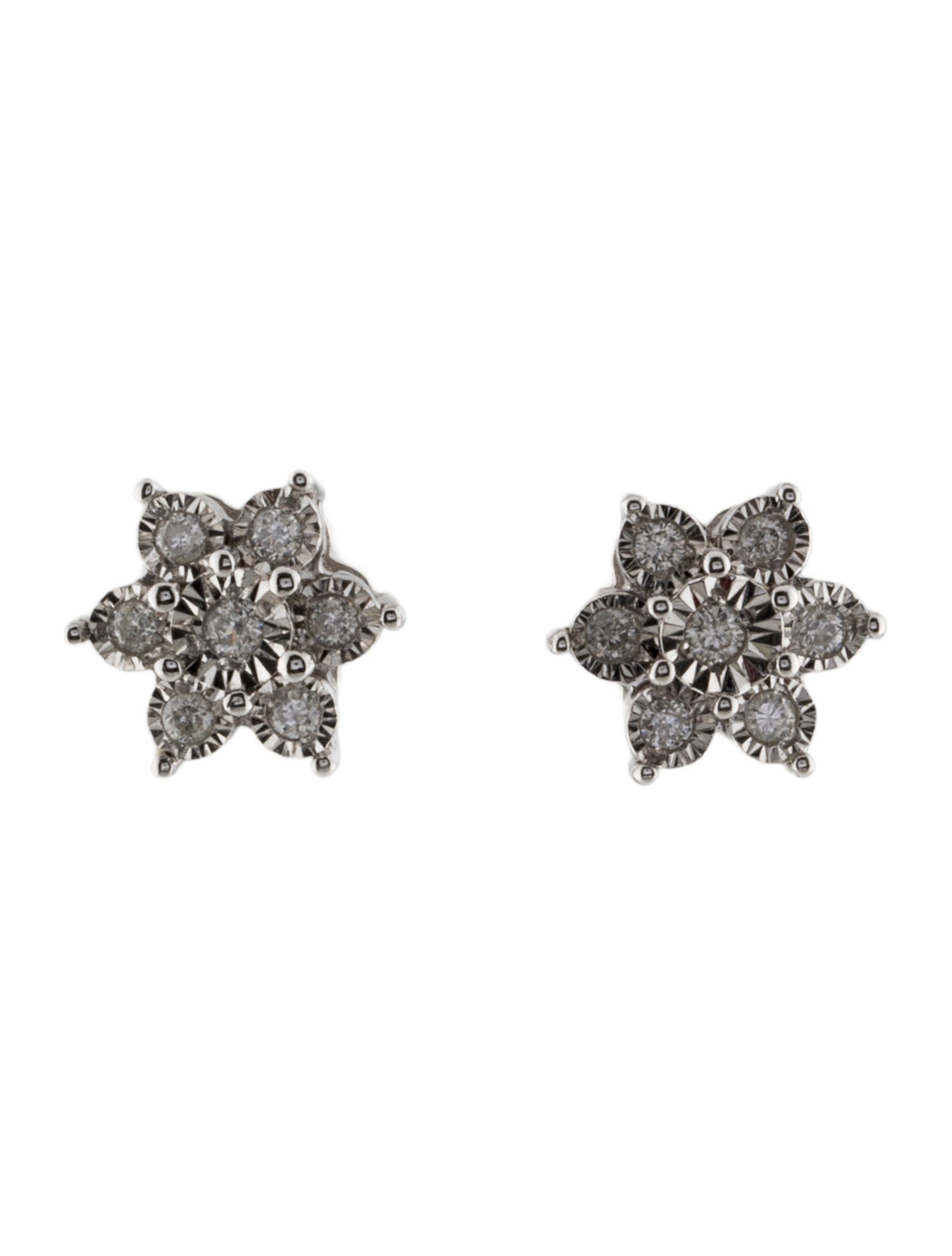 Earrings 14K Diamond Flower Stud