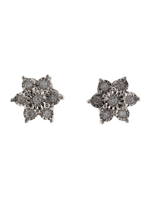 Earrings 14K Diamond Flower Stud Earrings
