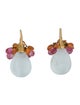 Earrings 18K Aquamarine, Tourmaline, & Spessartine Garnet Drop Earrings