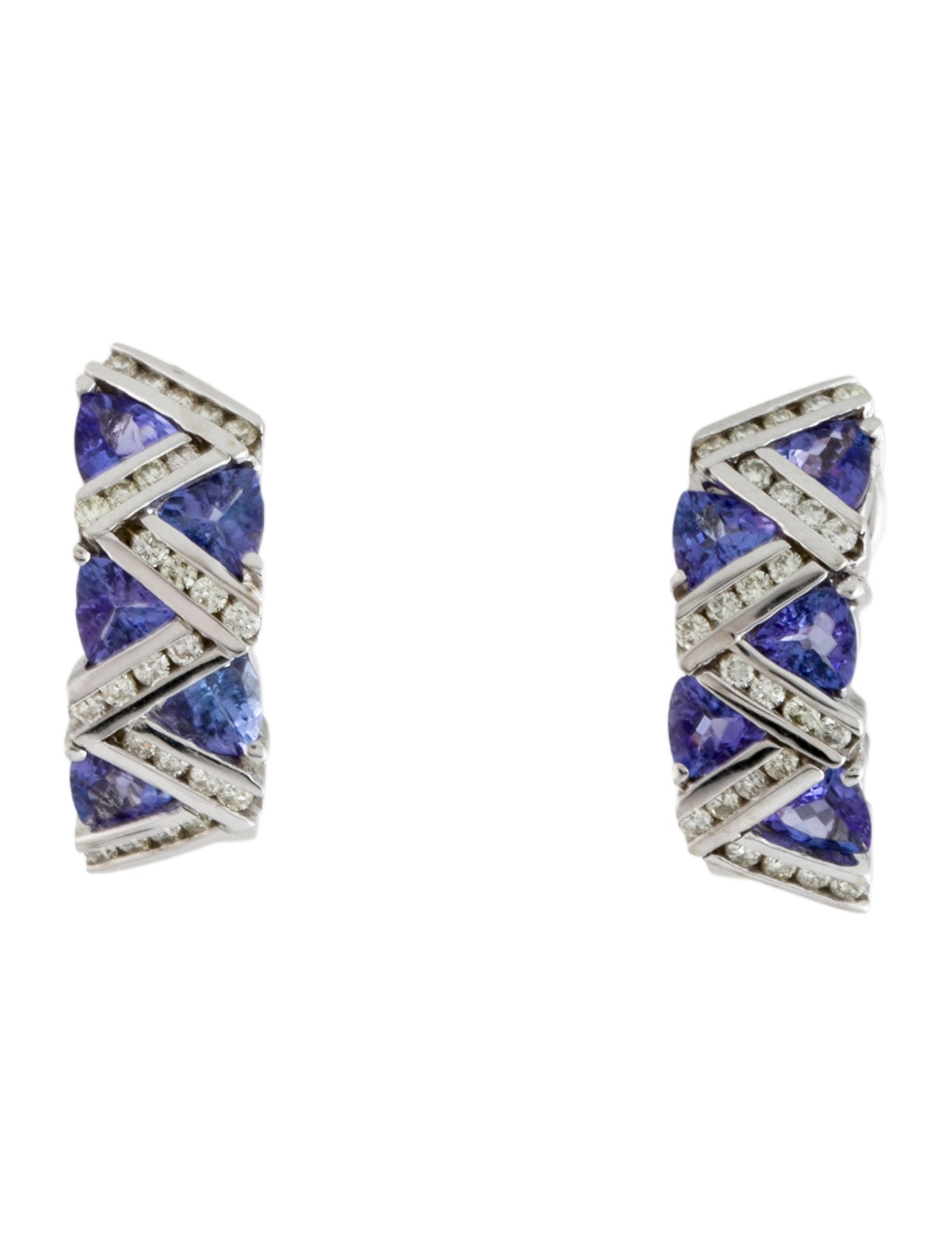 Earrings 14K Tanzanite & Diamond Earclips