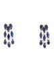 Earrings 14K Sapphire & Diamond Three Row Curved Drop Earrings