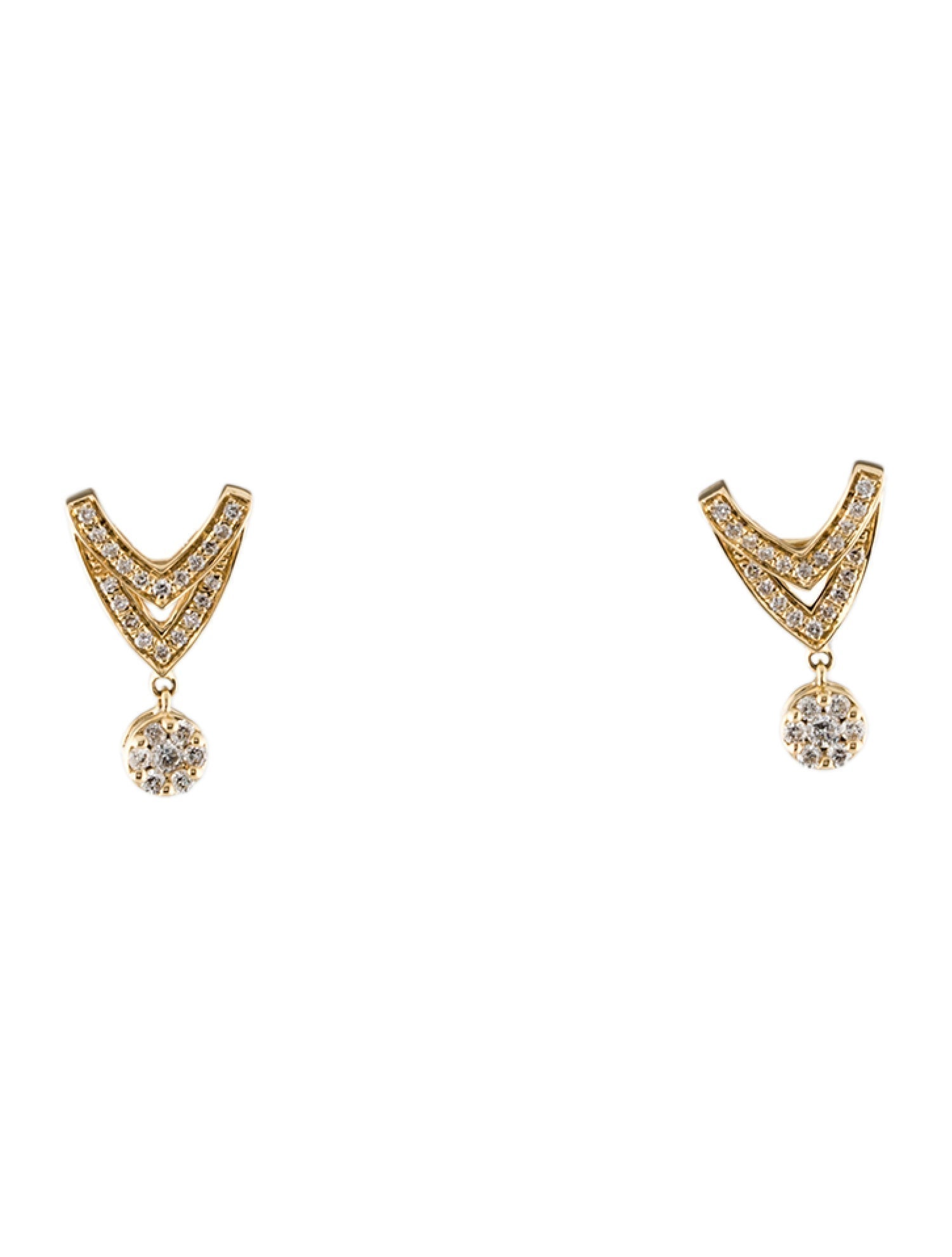 Earrings 14K Diamond 'V' Drop Earrings