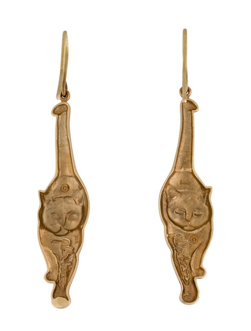 Earrings Gallen Benson 14K Cat Drop Earrings